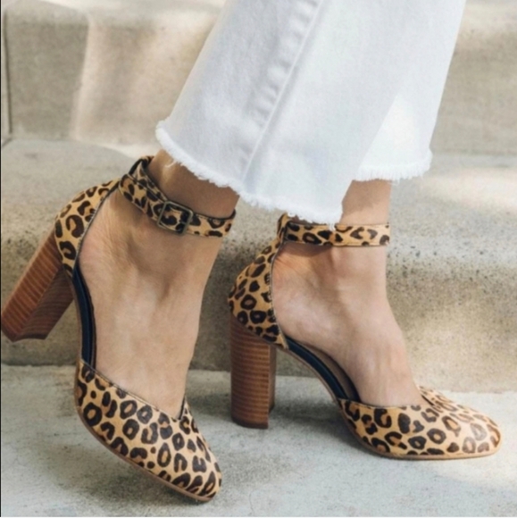 Soludos Collette Heels, Cheetah Print Calf Hair, Size 9.5 New Sandals Tan Brown - Picture 1 of 8